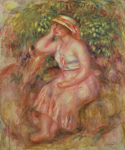 Mujer descansando cerca de un árbol, 1915-17 de Pierre Auguste Renoir